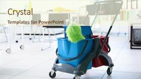  Presentation with office cleaning - Amazing presentation having cart with tools for cleaning backdrop and a  colored foreground