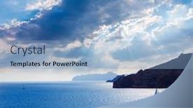  Presentation with mediterranean - Audience pleasing presentation theme consisting of cartagena-cala-cortina-beach-sunset backdrop and a light blue colored foreground