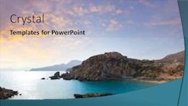  Presentation with sunset beach - Cool new PPT theme with cartagena-cala-cortina-beach-sunset backdrop and a light blue colored foreground