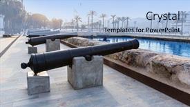  Presentation with naval - PPT theme having cartagena cannon in naval museum background and a light blue colored foreground