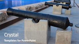  Presentation with naval - Cool new presentation theme with cartagena cannon in naval museum backdrop and a seafoam green colored foreground