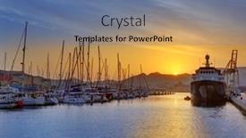  Presentation with marina - Colorful PPT theme enhanced with cartagena-murcia-port-marina-sunrise backdrop and a ocean colored foreground