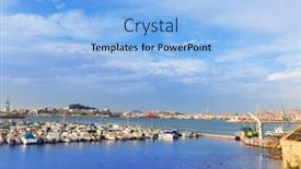  Presentation with marina - Colorful PPT theme enhanced with cartagena-murcia-port-marina backdrop and a light blue colored foreground