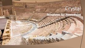  Presentation with amphitheater - Amazing presentation theme having cartagena-roman-amphitheater-in-murcia backdrop and a coral colored foreground