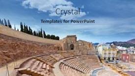 Presentation with amphitheater - Beautiful presentation design featuring cartagena-roman-amphitheater-in-murcia backdrop and a teal colored foreground