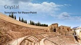  Presentation with amphitheater - Cool new presentation design with cartagena-roman-amphitheater-in-murcia backdrop and a light blue colored foreground
