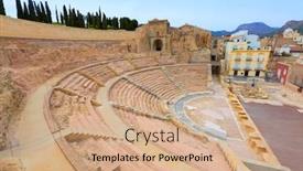  Presentation with amphitheater - Cool new presentation design with cartagena roman amphitheater in murcia backdrop and a coral colored foreground
