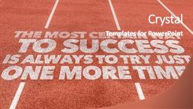  Presentation with running track lanes - Colorful slide set enhanced with cartain - most certain way to success backdrop and a coral colored foreground