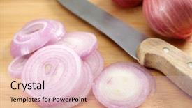  Presentation with green onions and bulb onion - Slide deck featuring cartain - small variety of onions that background and a  colored foreground