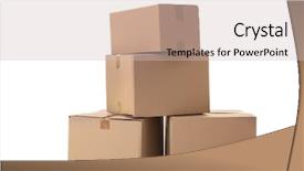  Presentation with cardboard - Presentation theme with carton - cardboard boxes on white background background and a soft green colored foreground