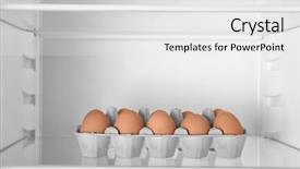  Presentation with refrigerator - PPT layouts with carton - chicken eggs on refrigerator shelf background and a white colored foreground