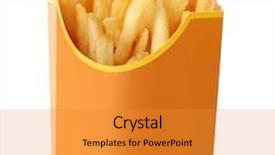  Presentation with box carton - Audience pleasing PPT theme consisting of box with delicious french fries backdrop and a gold colored foreground