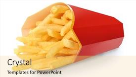  Presentation with box carton - Beautiful slide set featuring box with delicious french fries backdrop and a yellow colored foreground
