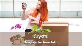  Presentation with veterans forces moving house american - Beautiful PPT theme featuring carton flower - young woman moving house backdrop and a  colored foreground