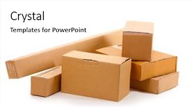  Presentation with boxes - Colorful slide set enhanced with carton package - brown cardboard boxes isolated backdrop and a white colored foreground