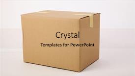  Presentation with box carton - Cool new PPT layouts with carton package - closed cardboard box taped up backdrop and a  colored foreground