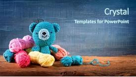  Presentation with cartoon - Presentation theme featuring cartoon - amigurumi toys on a wooden background and a ocean colored foreground