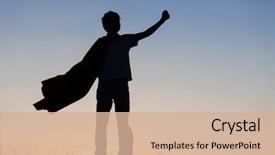  Presentation with ladder and sky - Colorful slides enhanced with cartoon - boy playing superheroes backdrop and a coral colored foreground