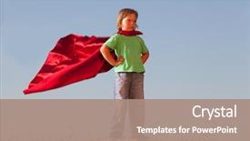  Presentation with cartoon superhero - PPT layouts featuring cartoon - boy playing superheroes background and a coral colored foreground