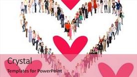  Presentation with business team join hands white - Cool new theme with cartoon - business picture team over white backdrop and a coral colored foreground