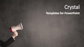  Presentation with plain - Beautiful PPT layouts featuring cartoon - caucasian arm holding megaphone backdrop and a dark gray colored foreground