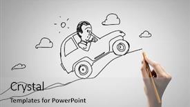  Presentation with cartoon - Beautiful PPT theme featuring cartoon - close up of hand drawing backdrop and a light gray colored foreground