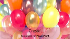  Presentation with balloon - Colorful presentation theme enhanced with cartoon - color background with glossy balloon backdrop and a coral colored foreground