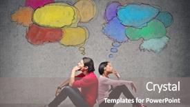  Presentation with cartoon - Slides having cartoon - couple sitting on the floor background and a gray colored foreground