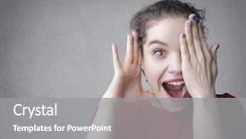  Presentation with funny - Theme featuring cartoon - excited girl with funny expression background and a gray colored foreground