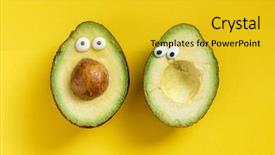  Presentation with avocado - Beautiful theme featuring cartoon - funny avocado backdrop and a gold colored foreground