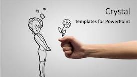  Presentation with flower woman - Amazing theme having cartoon - funny image of young woman backdrop and a light gray colored foreground