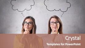  Presentation with thoughts - Audience pleasing PPT layouts consisting of student cartoon - girl's thoughts backdrop and a coral colored foreground