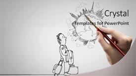  Presentation with funny cartoon - Slides consisting of cartoon - hand draw pencil caricature background and a light gray colored foreground