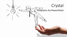  Presentation with challenge - Presentation design with cartoon - hand drawing image of businessman background and a white colored foreground