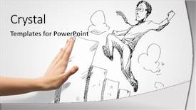  Presentation with challenge - Cool new PPT layouts with cartoon - hand drawing image of businessman backdrop and a white colored foreground