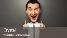  Presentation with funny cartoon - PPT theme having cartoon - happy businessman with big head background and a dark gray colored foreground