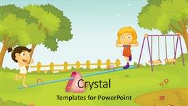  Presentation with seesaw - Amazing presentation theme having cartoon - illustration of kids backdrop and a yellow colored foreground
