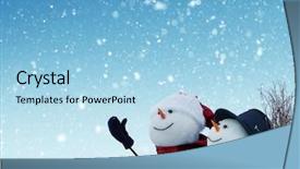  Presentation with snowmen - Audience pleasing PPT theme consisting of cartoon - merry christmas and happy new backdrop and a light blue colored foreground