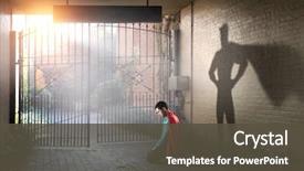  Presentation with cartoon - Cool new slides with cartoon - never give up with faith backdrop and a dark gray colored foreground