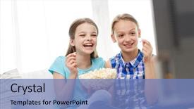  Presentation with cartoon children - Slide set enhanced with cartoon - people children television friends background and a teal colored foreground