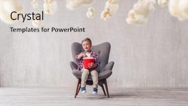  Presentation with popcorn - Amazing presentation theme having cartoon - smiling child eating popcorn backdrop and a lemonade colored foreground