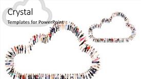  Presentation with stand - Cool new PPT theme with cartoon - together we stand many colleagues backdrop and a white colored foreground