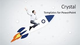  Presentation with rocket - Colorful presentation enhanced with cartoon - young businessman an flying backdrop and a white colored foreground