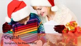  Presentation with family cartoons - Cool new theme with cartoon aged people - beautiful family writes letter backdrop and a red colored foreground