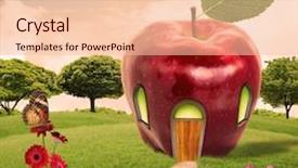  Presentation with cartoon animal - Theme enhanced with cartoon animal - apple house background and a lemonade colored foreground