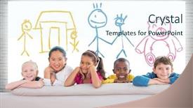  Presentation with cartoon children - Beautiful presentation featuring cartoon animal - digital composite of group backdrop and a sky blue colored foreground
