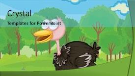  Presentation with vector - Audience pleasing PPT theme consisting of cartoon animal - illustration of an ostrich running backdrop and a light blue colored foreground