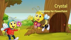  Presentation with cartoon animal - Slides having cartoon animal - illustration of the two bees background and a tawny brown colored foreground