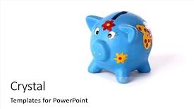  Presentation with cartoon character - Presentation design featuring cartoon animal - piggy money-box character of financial background and a white colored foreground
