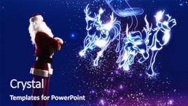  Presentation with magic - Slide deck with cartoon animal - santa claus looking at magic background and a navy blue colored foreground